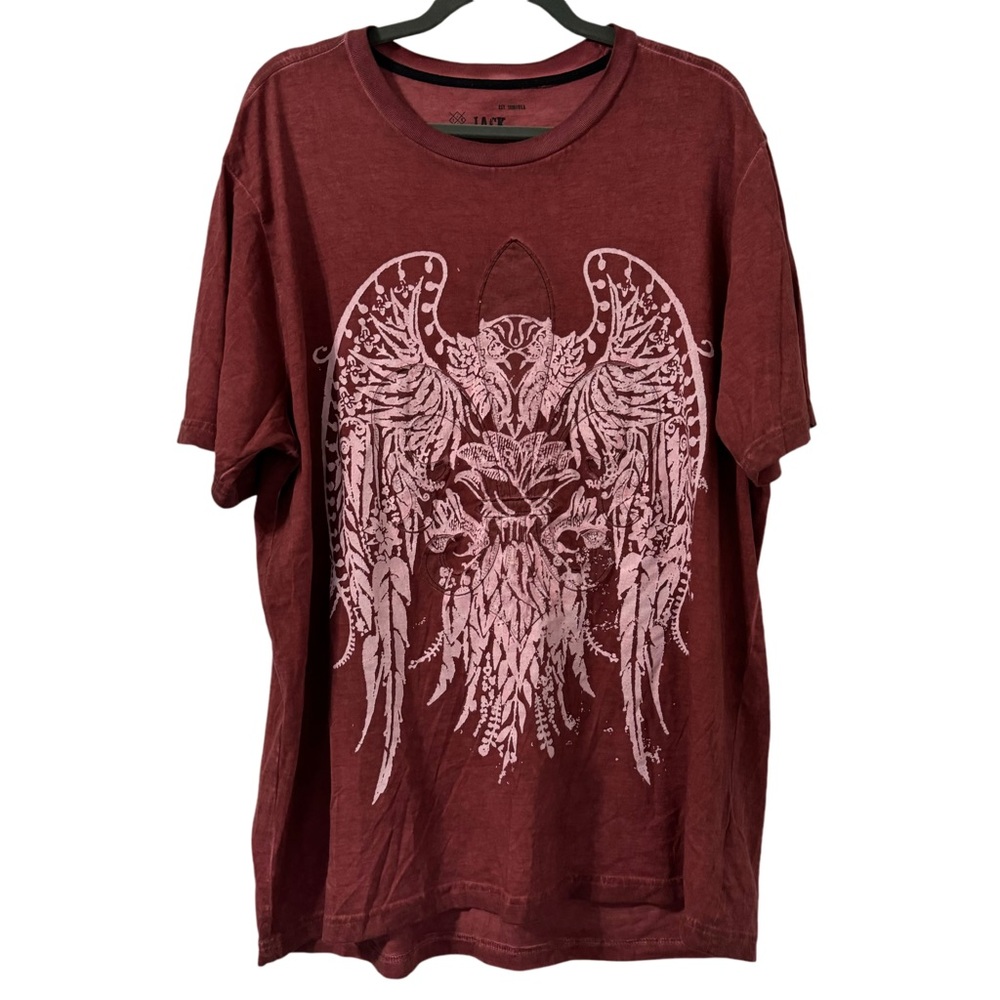 Jack DMD Wing Fluer De Lis Graphic‎ T-Shirt Mens XL Vintage Red Grunge Y2K Eagle